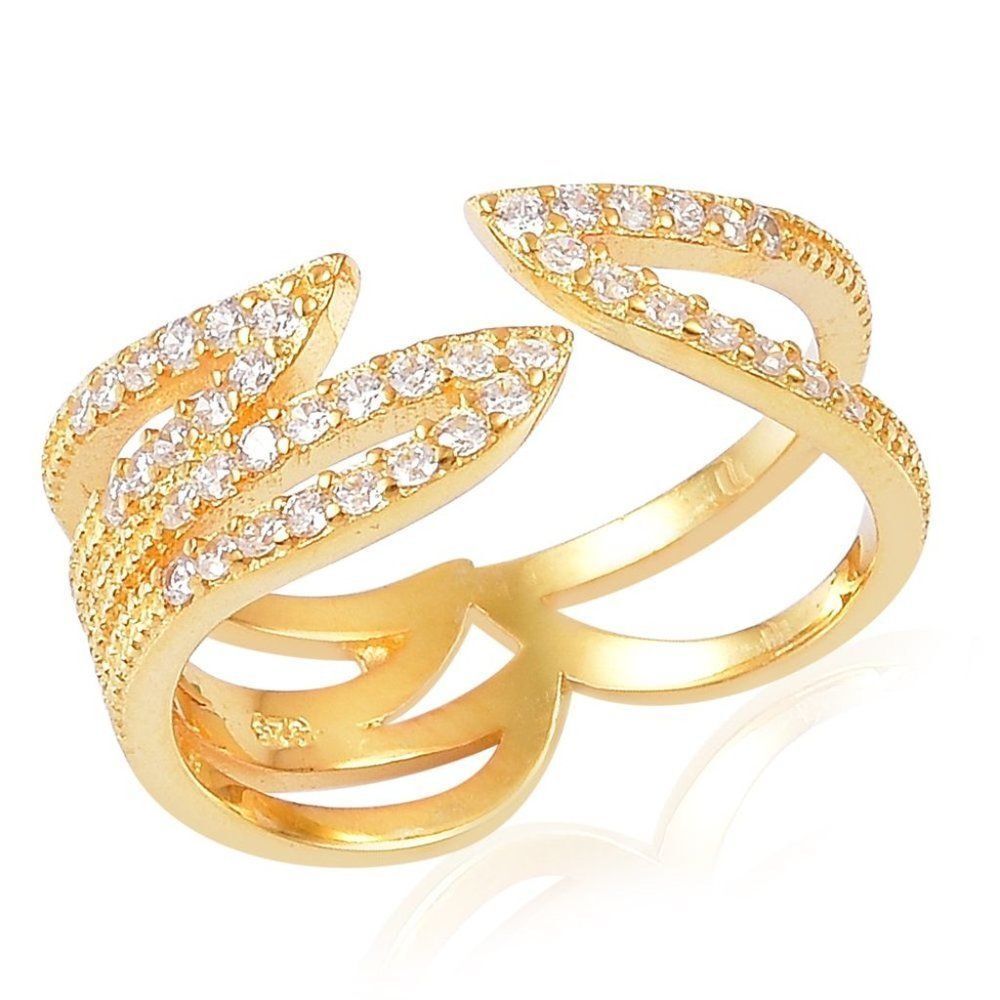 Simulated Yellow Diamond Sterling Silver Open Ring